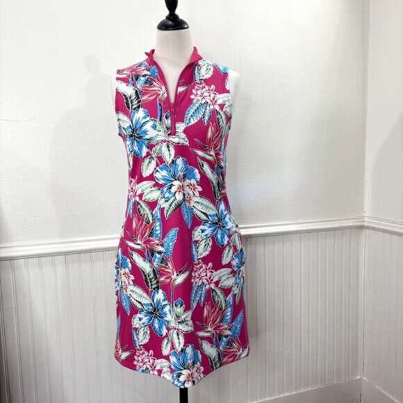 Tommy Bahama Golf Size S Aubrey Dress Sleeveless UPF 50 Tropical Floral Vacation - Picture 1 of 10